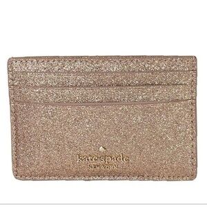 Kate Spade Gold Glitter Card Wallet Slim Card Case NWT